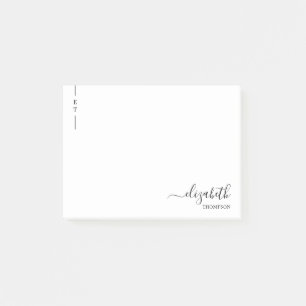 Simple Calligraphy Monogram Black and White Post-it Notes