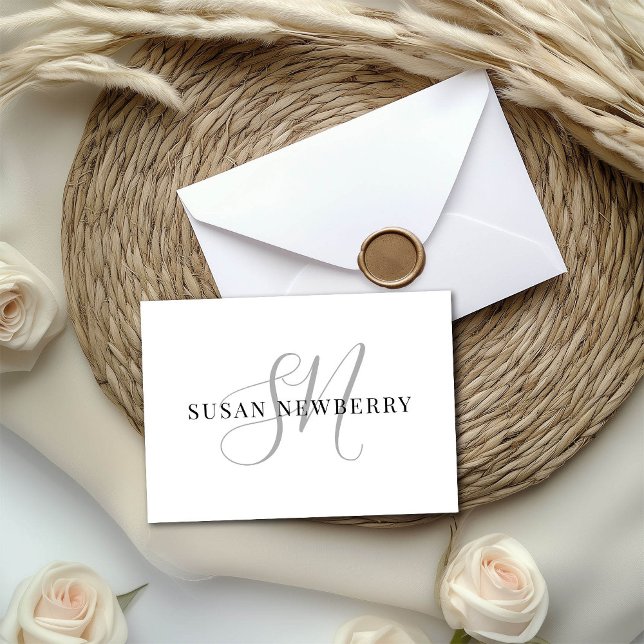 Simple Calligraphy Monogram with Name Note Card (Creator Uploaded)