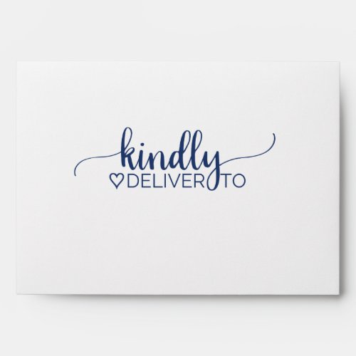 Simple Calligraphy Navy Blue Lined Wedding Envelope