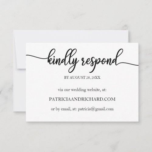 Simple Calligraphy Online Wedding RSVP Card