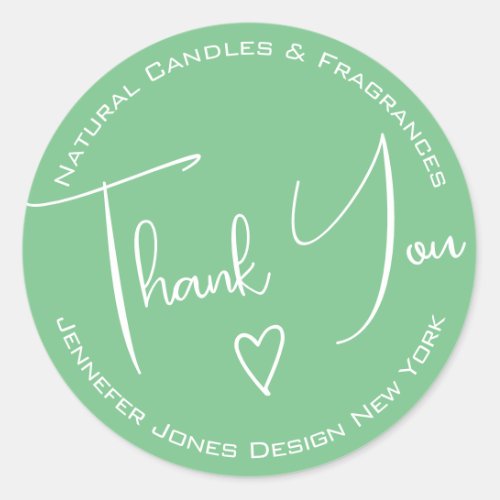 Simple Calligraphy Pastel Teal Thank You Labels