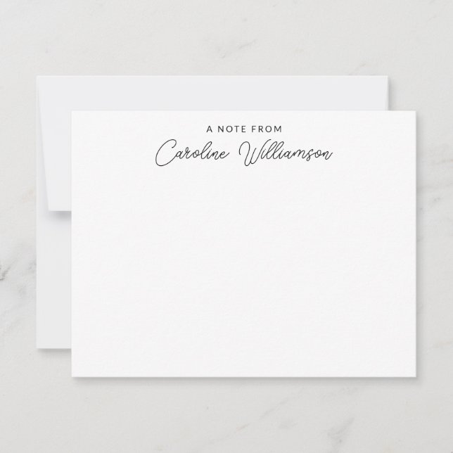 Simple Calligraphy Personalized Stationery From Note Card (Front)