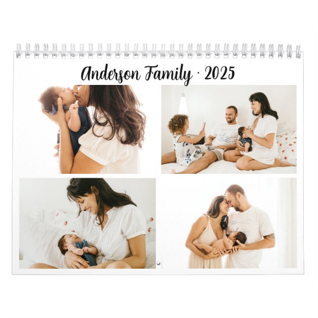 Simple Calligraphy Photo Collage Create Your Own Calendar (Cover)