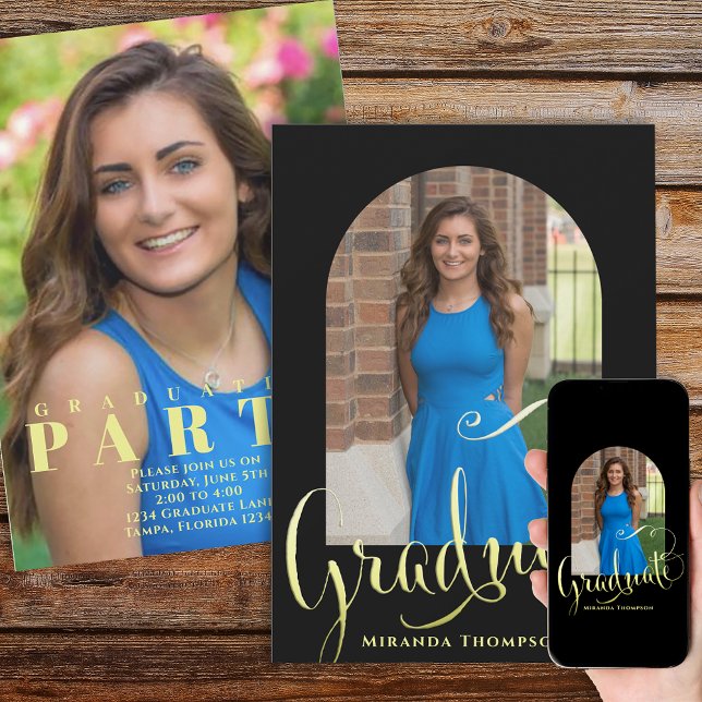 Simple Calligraphy Photo Graduation Invitation (Creator Uploaded)