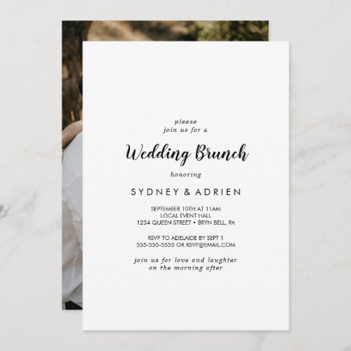 Simple Calligraphy Photo Wedding Brunch Invitation