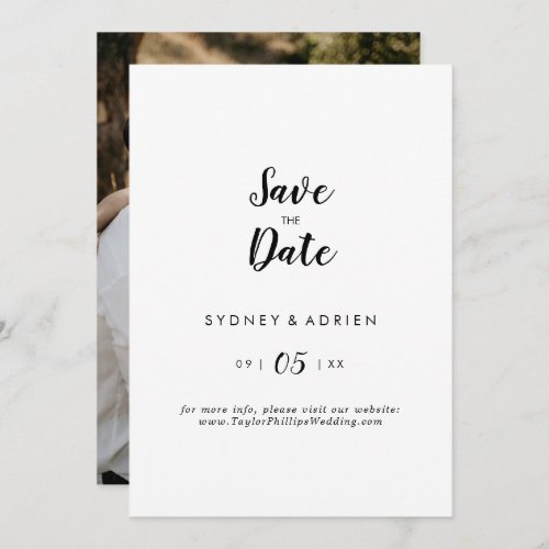 Simple Calligraphy Photo Wedding Save The Date