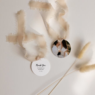 Simple Calligraphy Photo Wedding Thank You Favor Tags