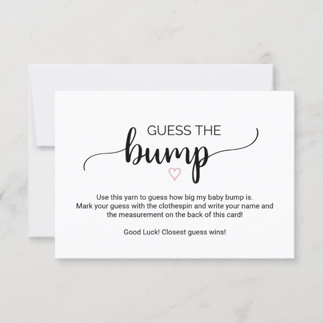 Simple Calligraphy | Pink Guess the Bump Game Card (Front)