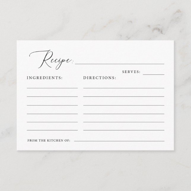 Simple Calligraphy Recipe Cards (Front)