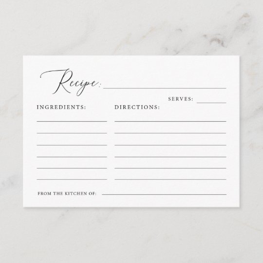 Simple Calligraphy Recipe Cards | Zazzle.com