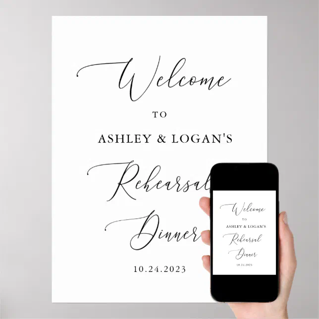 Simple Calligraphy Rehearsal Dinner Welcome Poster Zazzle 