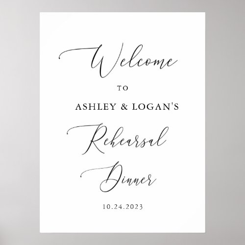 Simple Calligraphy Rehearsal Dinner Welcome Poster