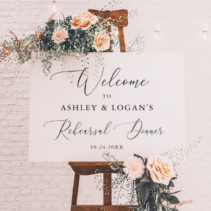 Simple Calligraphy Rehearsal Dinner Welcome Poster