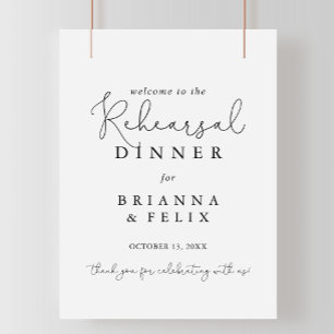 Simple Calligraphy Rehearsal Dinner Welcome Sign