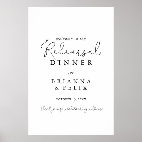 Simple Calligraphy Rehearsal Dinner Welcome Sign