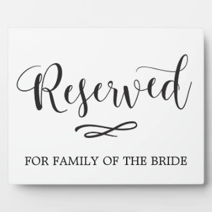 Simple Calligraphy Reserved Seating Wedding Sign Plaque