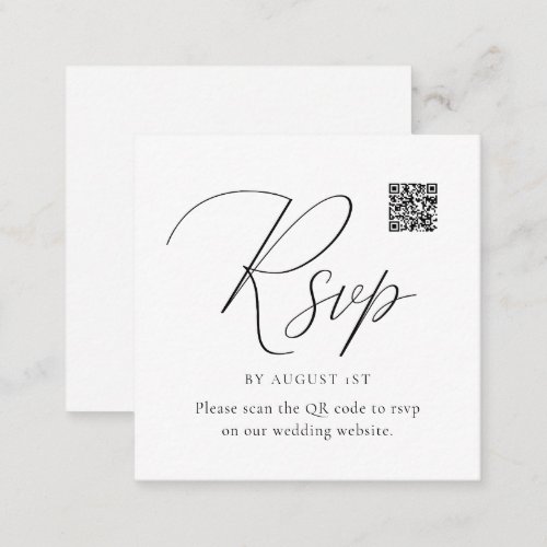 Simple Calligraphy Rsvp with QR Code Enclosure Card