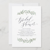 Simple calligraphy rustic greenery bridal shower invitation (Front)