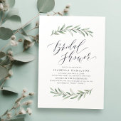 Simple calligraphy rustic greenery bridal shower invitation