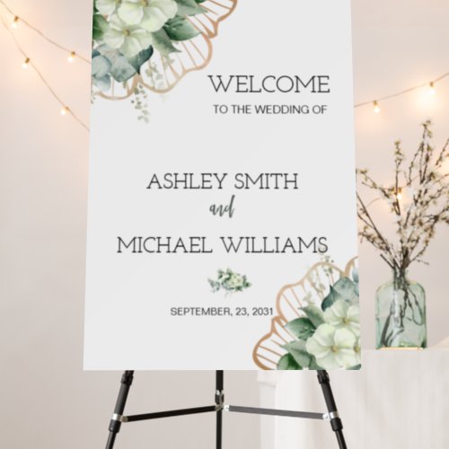 Simple Calligraphy Rustic Greenery Floral Wedding  Foam Board