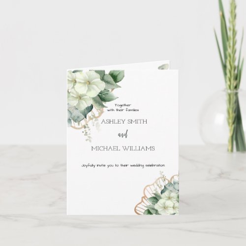 Simple Calligraphy Rustic Greenery Floral Wedding Invitation