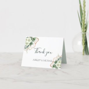 Simple Calligraphy Rustic Greenery Floral Wedding Thank You Card