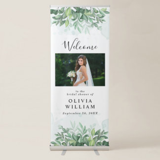 Simple calligraphy rustic greenery retractable banner