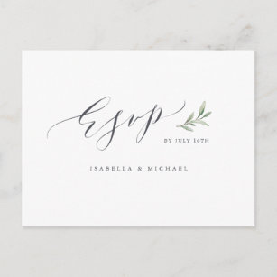 Simple Calligraphy Rustic Greenery Wedding Rsvp Invitation Postcard Simple Calligraphy Rustic Greenery Wedding Rsvp Invitation Postcard