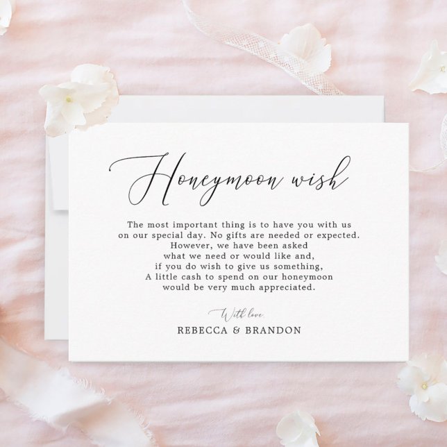 Simple Calligraphy Rustic Honeymoon Wish Enclosure Card (Creator Uploaded)