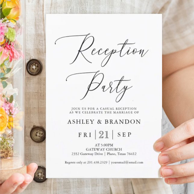 Simple Calligraphy Rustic Reception Party Invitation (Creator Uploaded)