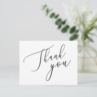 Simple Calligraphy Rustic Thank You Postcard | Zazzle