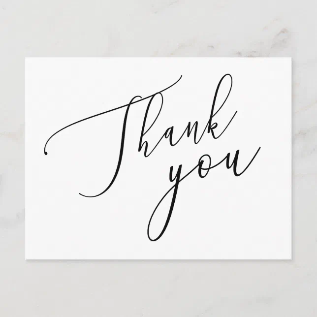 Simple Calligraphy Rustic Thank You Postcard | Zazzle