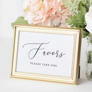 Simple Calligraphy Rustic Wedding Favors Sign