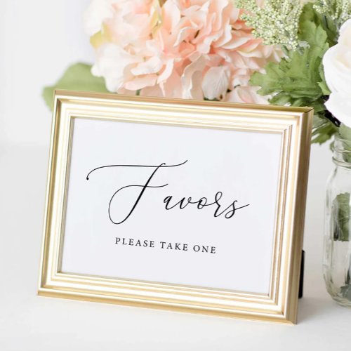 Simple Calligraphy Rustic Wedding Favors Sign