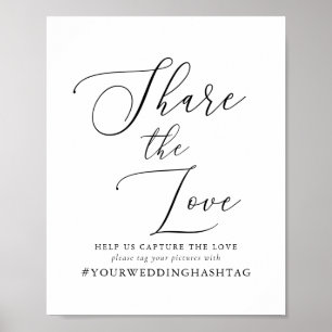Simple Calligraphy Rustic Wedding Hashtag Sign