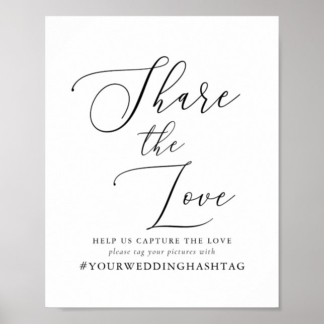 Simple Calligraphy Rustic Wedding Hashtag Sign (Front)