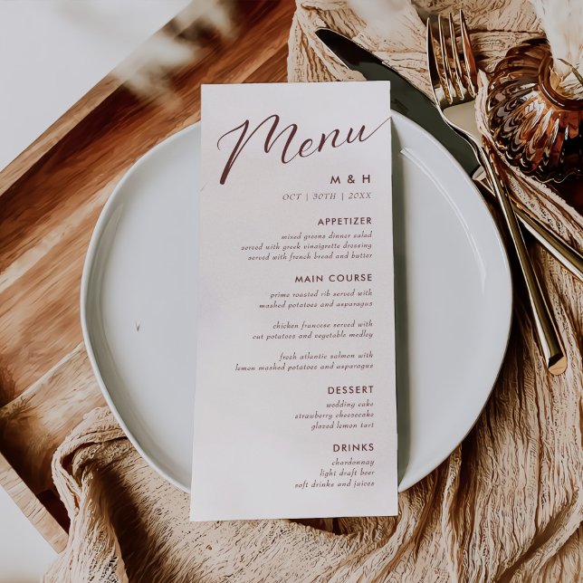 Simple Calligraphy Rustic Wedding Menu (Creator Uploaded)