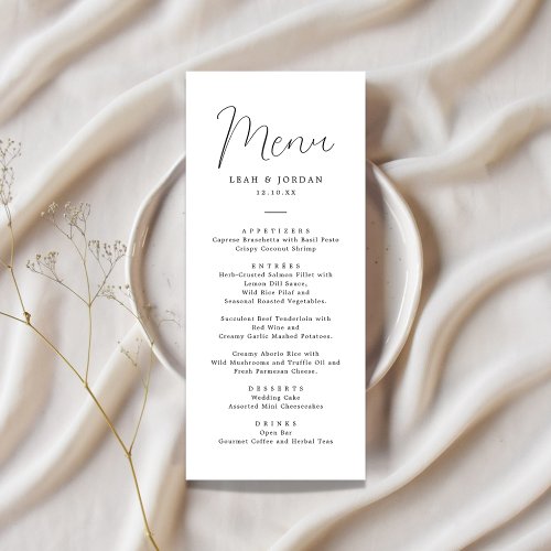 Simple Calligraphy Rustic Wedding  Menu