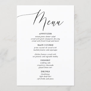 Simple Calligraphy Rustic Wedding Menus