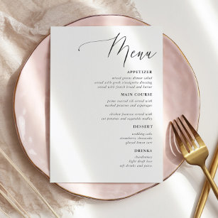 Simple Calligraphy Rustic Wedding Menus