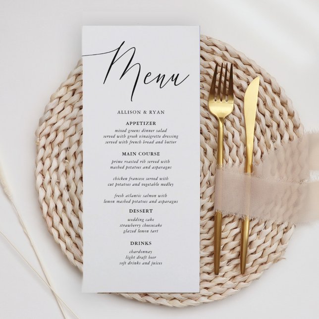 Simple Calligraphy Rustic Wedding Menus (Creator Uploaded)