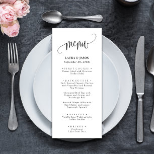 Simple Calligraphy Rustic Wedding Menus