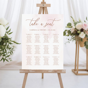 Simple Calligraphy Rustic Wedding Seating Chart Foam Board