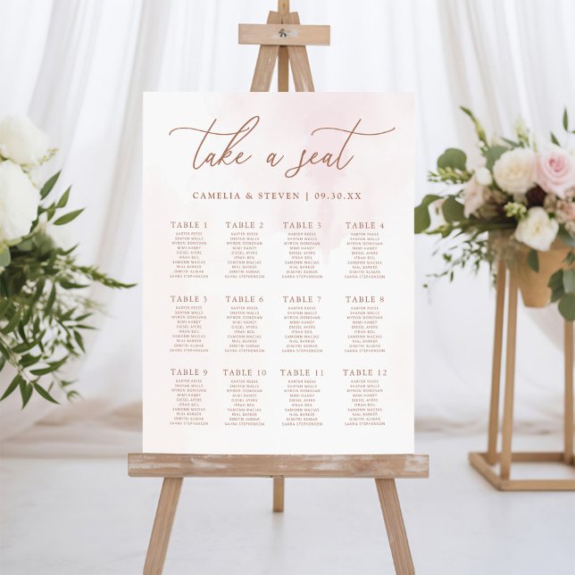 Simple Calligraphy Rustic Wedding Seating Chart Foam Board (Creator Uploaded)