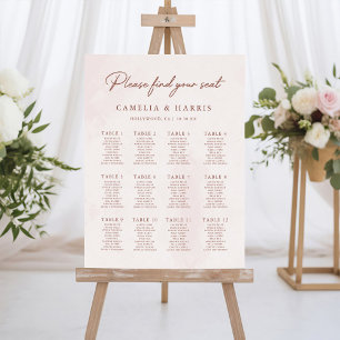Simple Calligraphy Rustic Wedding Seating Chart Foam Board