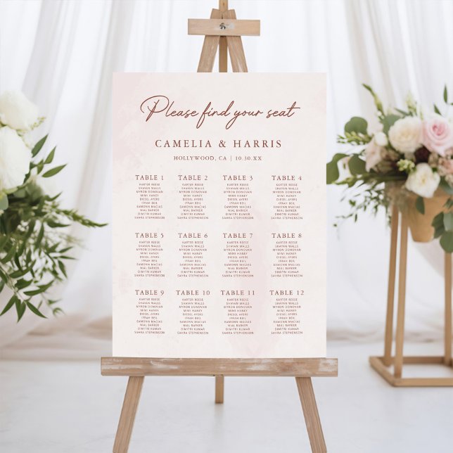 Simple Calligraphy Rustic Wedding Seating Chart Foam Board (Creator Uploaded)