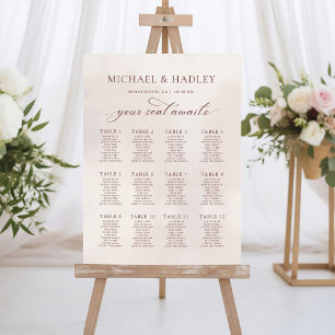 Simple Calligraphy Rustic Wedding Seating Chart Foam Board