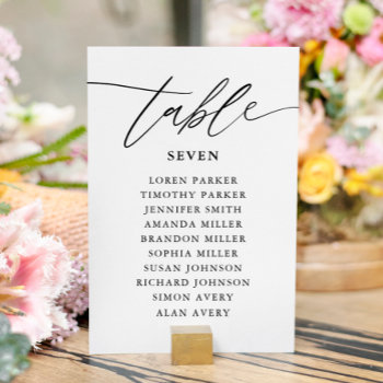 Simple Calligraphy Rustic Wedding Seating Chart Table Number by SweetRainDesign at Zazzle