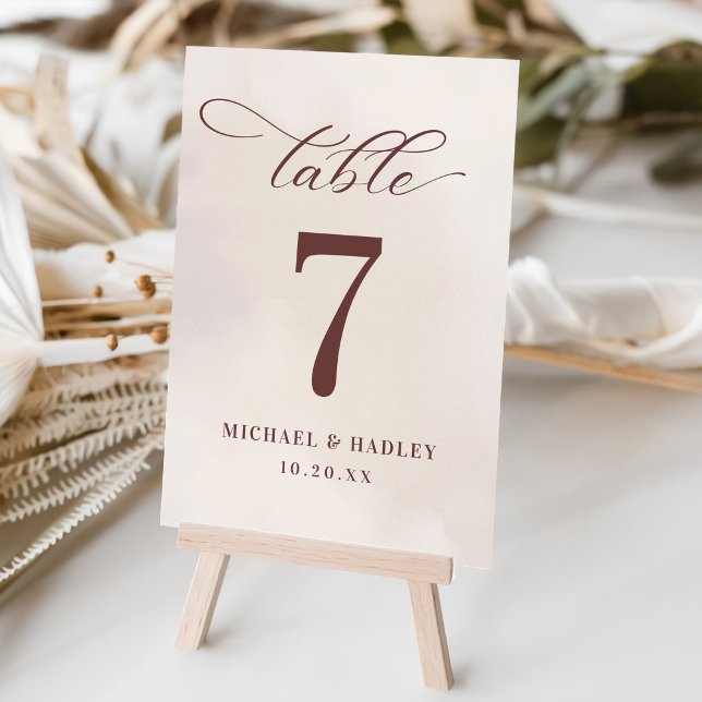 Simple Calligraphy Rustic Wedding Table Number (Creator Uploaded)