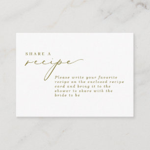 Simple Calligraphy Sage Bridal Shower Recipe Enclosure Card